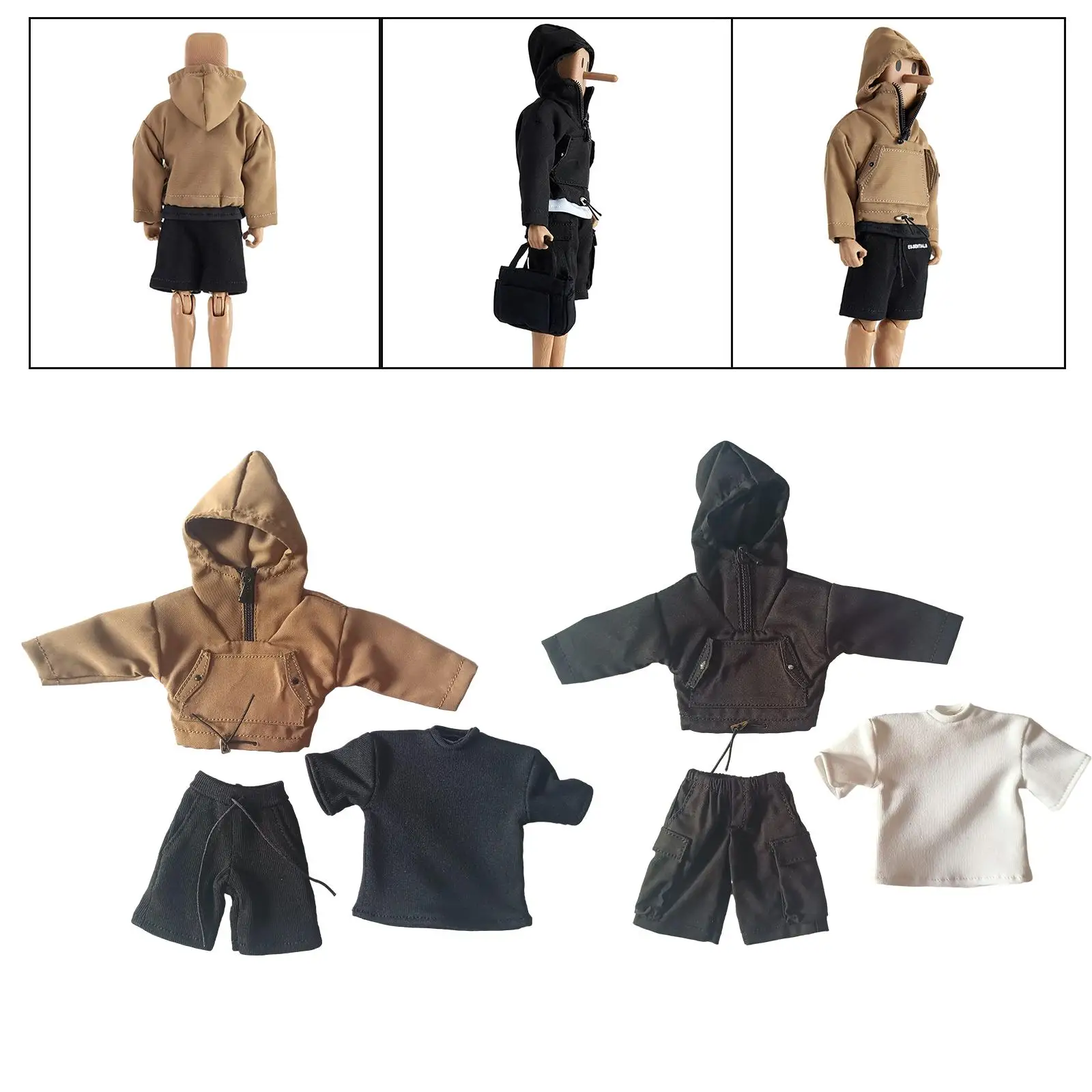 1/12 Scale Miniature Male Doll Clothes Handmade Men's Casual Outfits Classic for 6 inch Male Collectable Action Figures Dress up