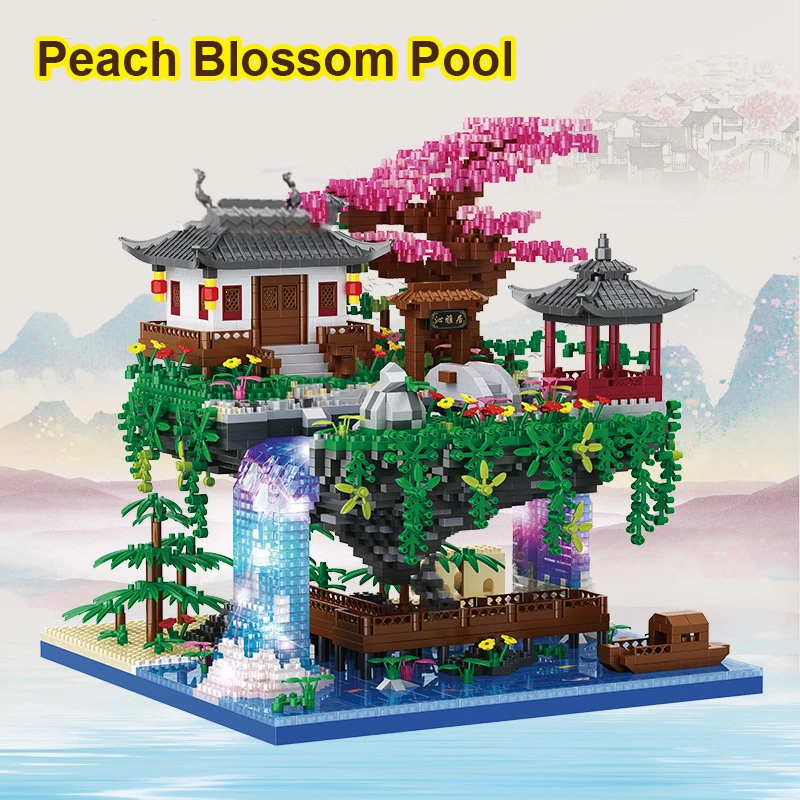 3320 Uds. Casa de bloques construcción árbol aire piscina flor melocotón Suzhou jardín DIY montaje ladrillos juguete luz LED Mini diamante para chico - imagen 2