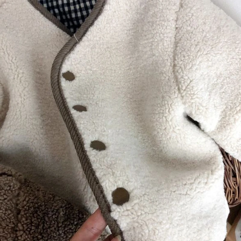 Children Jacket New Fashion Autumn Winter Warm Two Sides Wear Plaid Plush Jacket Kids Clothes Casual Chic Girl Boys Outerwear - imagen 3