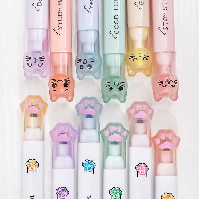Rotulador fluorescente garra de gato Kawaii, estilo INS escolar - imagen 2