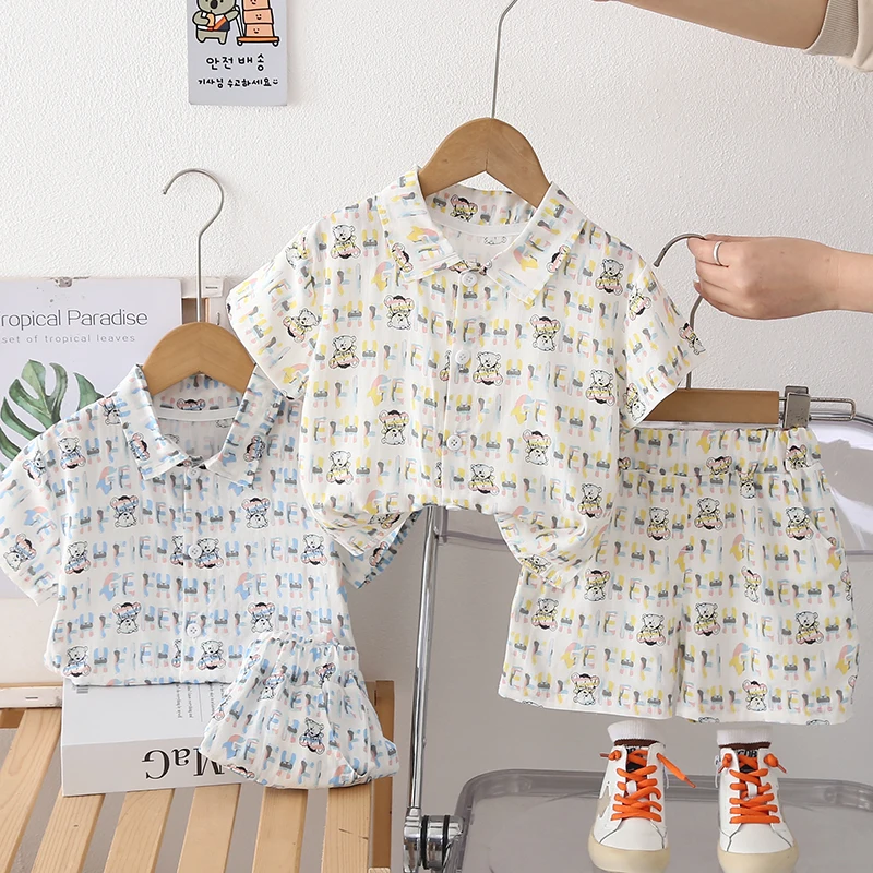 Nueva ropa de verano para bebés, traje para niños, camisa informal, pantalones cortos, 2 unids/set, ropa para niños, disfraz informal infantil, chándales para niños pequeños