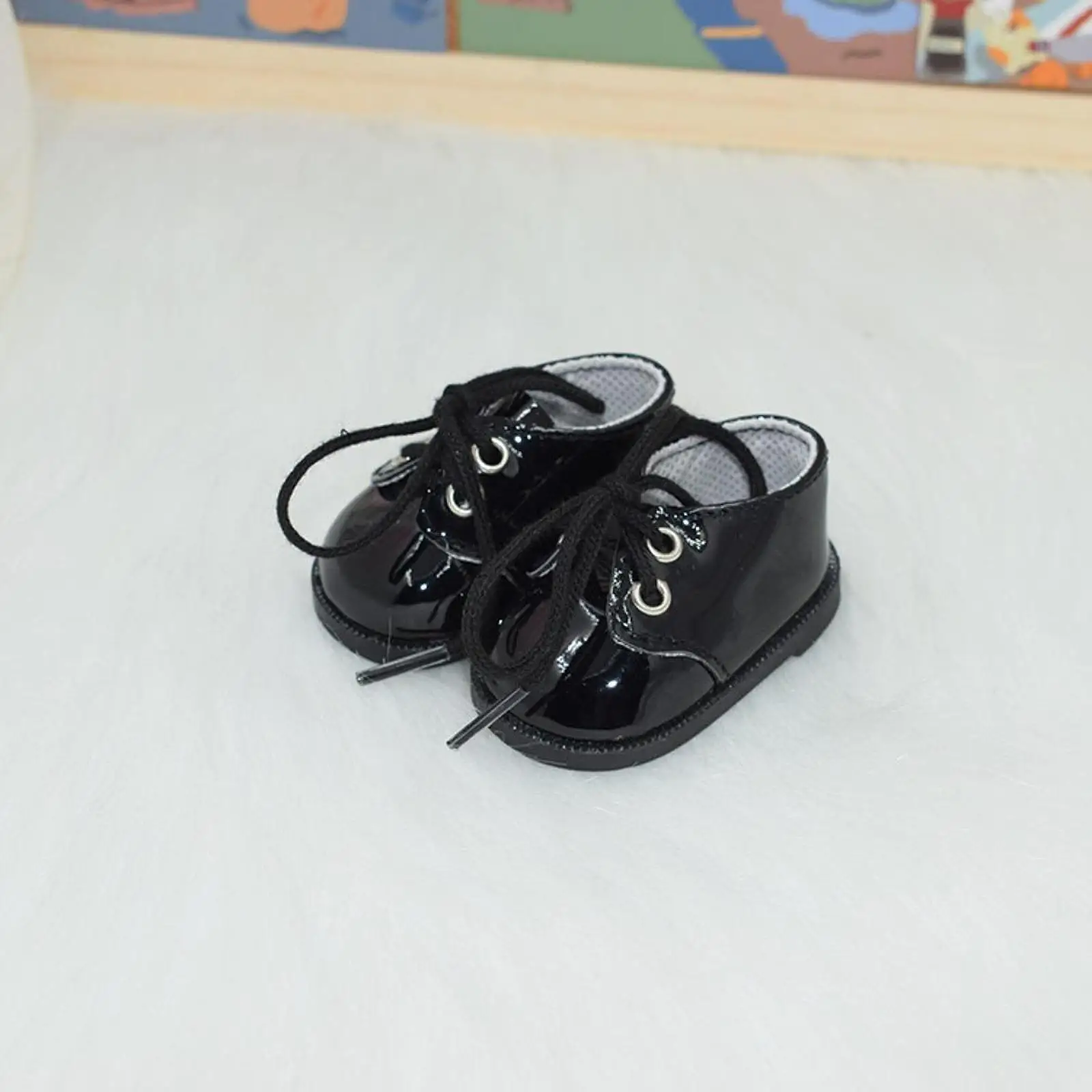 Plush Doll PU Leather Shoes Flats Shoes Fashion DIY Clothing Costumes Educational Lace up Shoes Casual Shoes for 14.96'' Doll