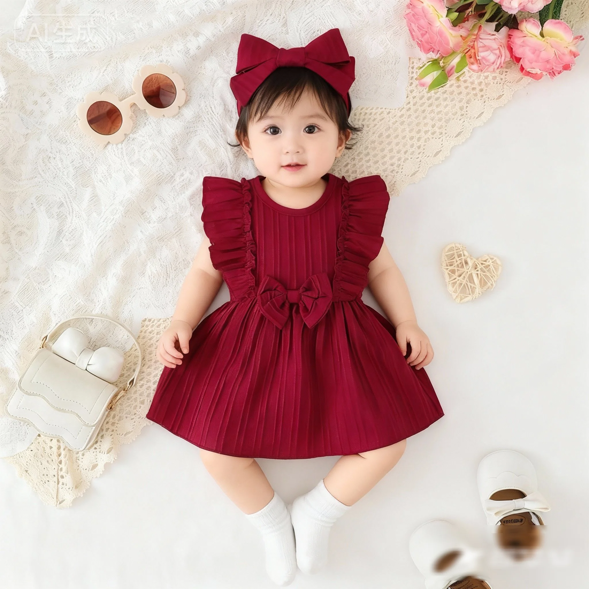 Vestido de Navidad sin mangas con lazo para niña recién nacida, vestidos de fiesta de cumpleaños de princesa bonitos, ropa para niños de 0 a 24 meses