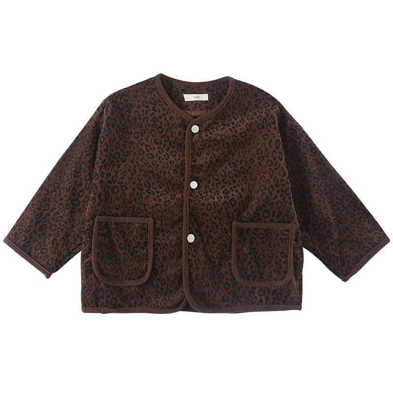 Otoño nuevos niños abrigo de manga larga moda bebés cárdigan con estampado de leopardo niñas chaqueta de pana Casual ropa para niños - imagen 4