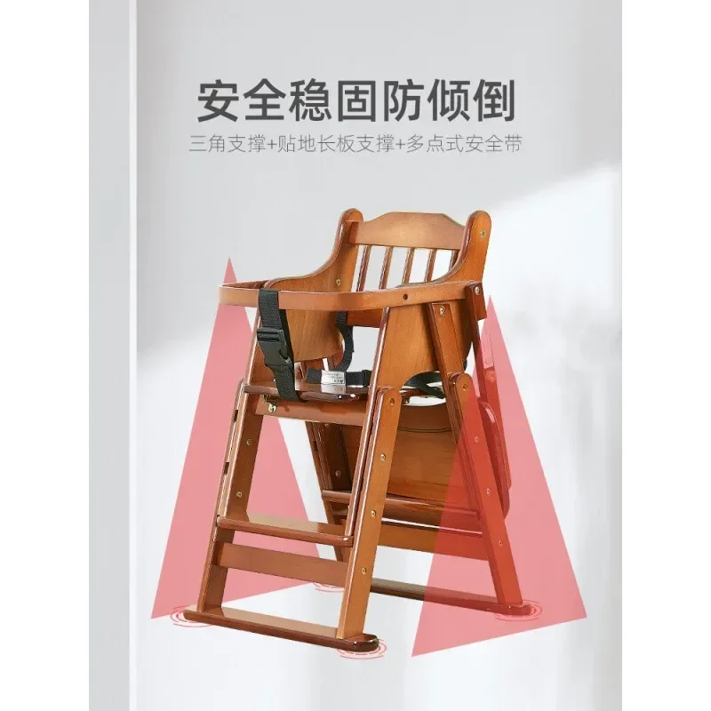 Nueva silla de comedor para bebé, mesas y sillas de comedor para niños, sillón portátil plegable multifuncional de madera maciza para bebé - imagen 3