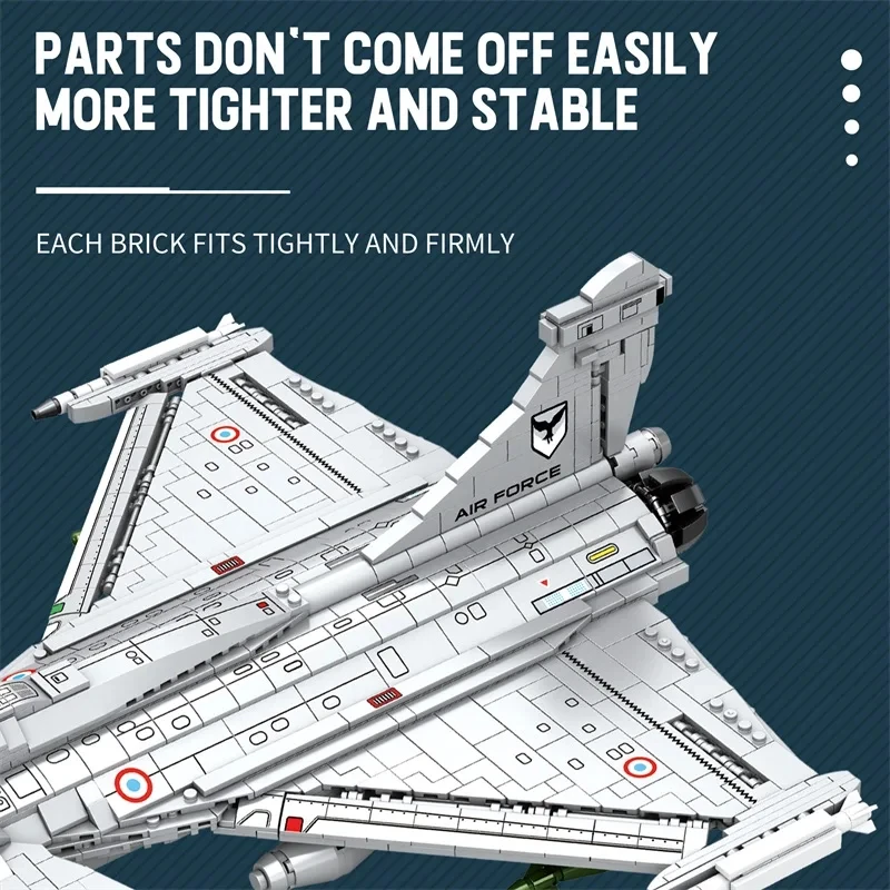 2099 Uds. Modelo de combate Rafale, bloques de construcción Diy, serie de aviones militares, bloques de montaje, adorno de escritorio, juguetes para niños, regalos de vacaciones - imagen 4