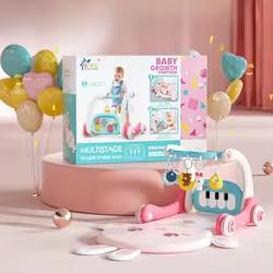 Alfombra de piano de juego sensorial para recién nacidos ‌   - Juguete de andador físico 6 en 1 con marco extraíble y luces musicales para niños pequeños de 0 a 18 meses