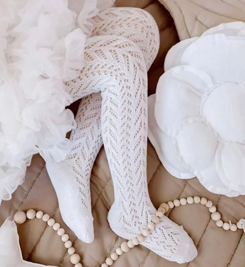 Medias de malla caladas para niñas pequeñas, ropa de rejilla, estilo español, pantimedias de fondo fino, Verano - imagen 3