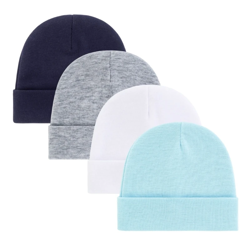 4 unids/lote moda Casual lindo 0-6 meses recién nacido niño niña sombreros algodón suave gorras infantiles sombreros de Color sólido capó accesorios para bebés - imagen 2