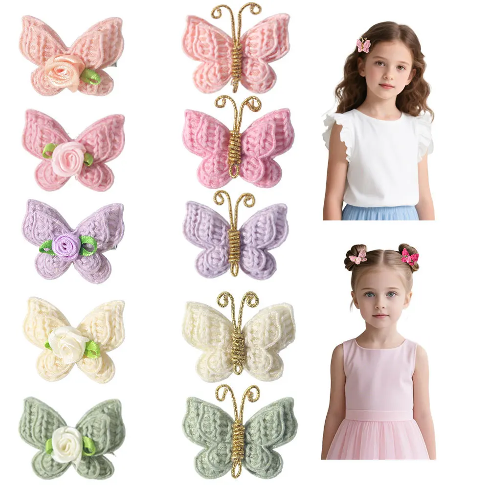 Horquillas mariposa de punto para niña – Artesanales - imagen 4