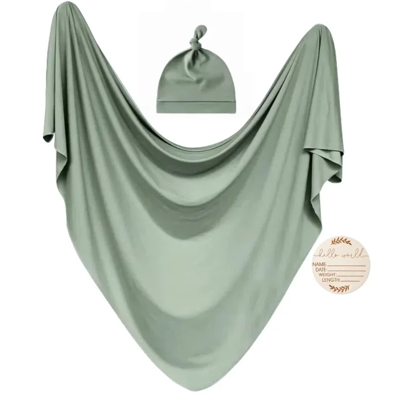 Conjunto gorro y manta para bebé - Envolvente color sólido y cómodo - imagen 4