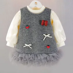Conjunto otoño invierno niña bebé: camiseta manga larga y vestido rojo