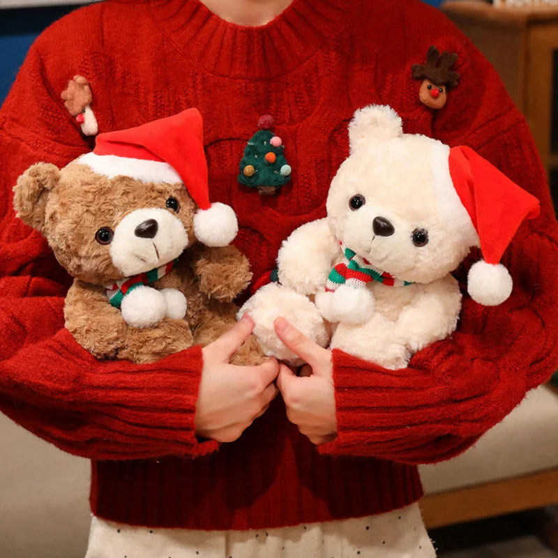 Oso de peluche navideño con bufanda y gorro para niños - imagen 5