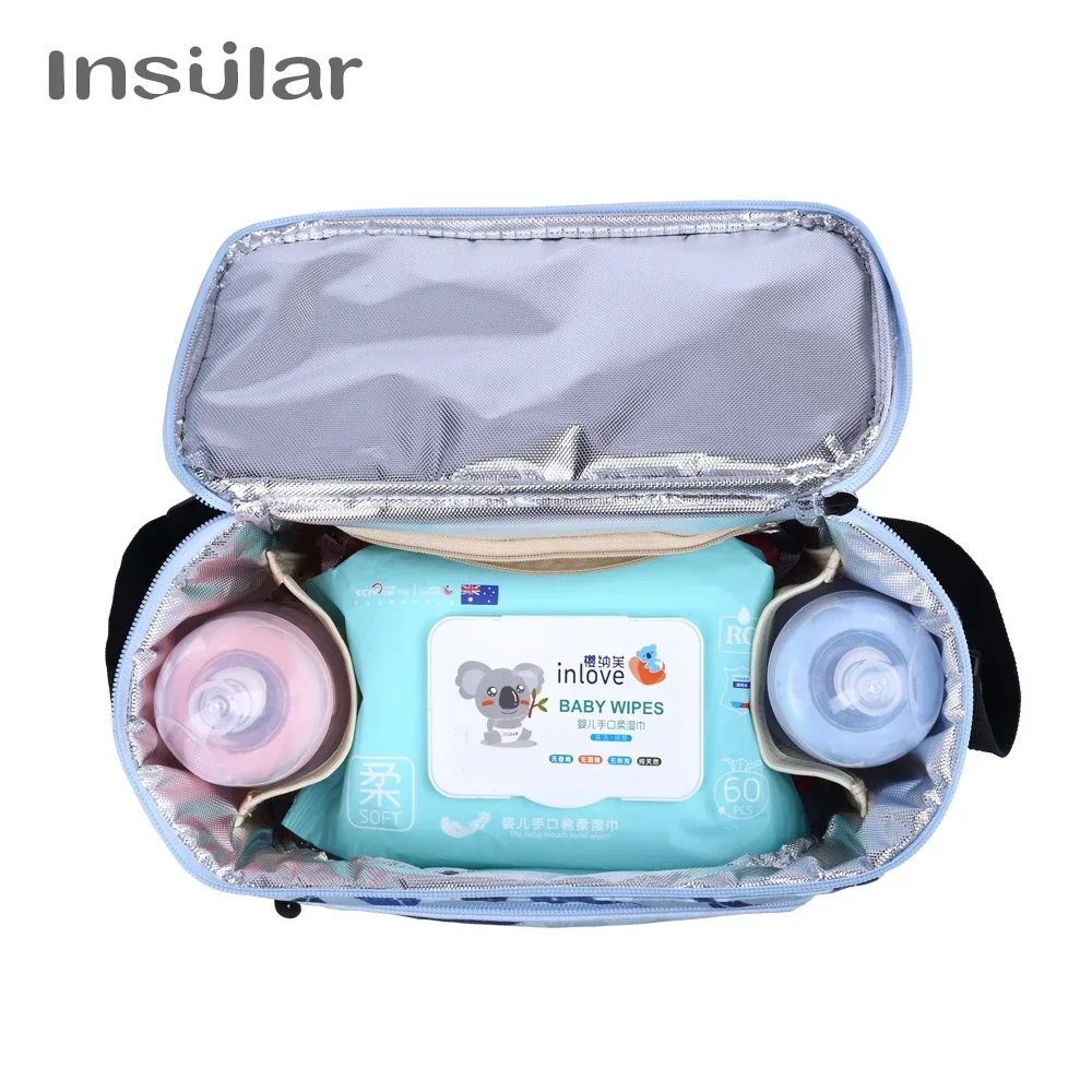 Insular Brand Portable 600D Polyester Mommy Travel Baby Diaper Bag Thermal Stroller Hanging Bag Organizer Nappy Bag - imagen 5