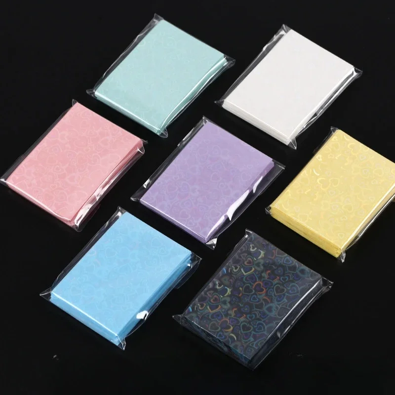 50 unids/lote 61*91mm corazón amor láser parpadeante fundas para tarjetas Protector para tarjetas fotográficas película protectora de lámina holográfica - imagen 3
