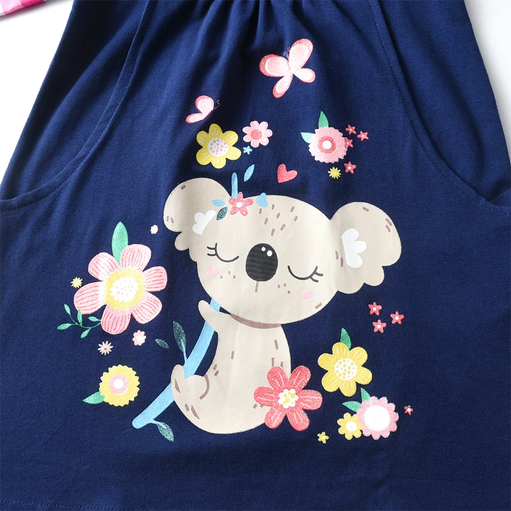 Vestido manga larga de algodón DXTON para niña – Estampado oso escolar - imagen 4
