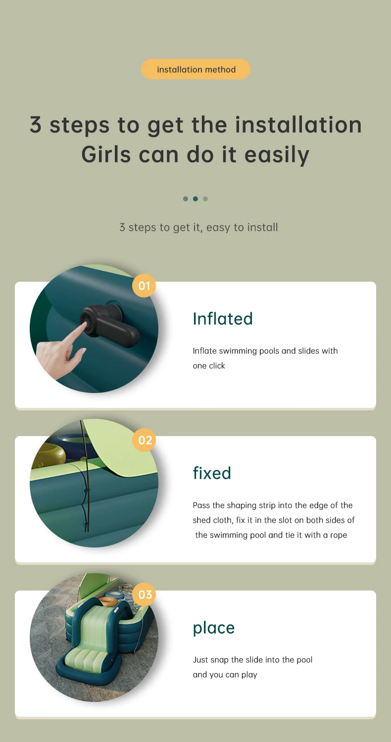 PISCINA Rectangular inflable grande para niños y adultos, bañera interior y exterior, 3M/2,6 M - imagen 3