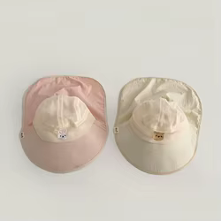 Sombrero de verano para bebé, sombrilla con chal, bonito oso de dibujos animados, cuello de conejo, Protector de sombrilla para niño pequeño, sombrero transpirable de malla