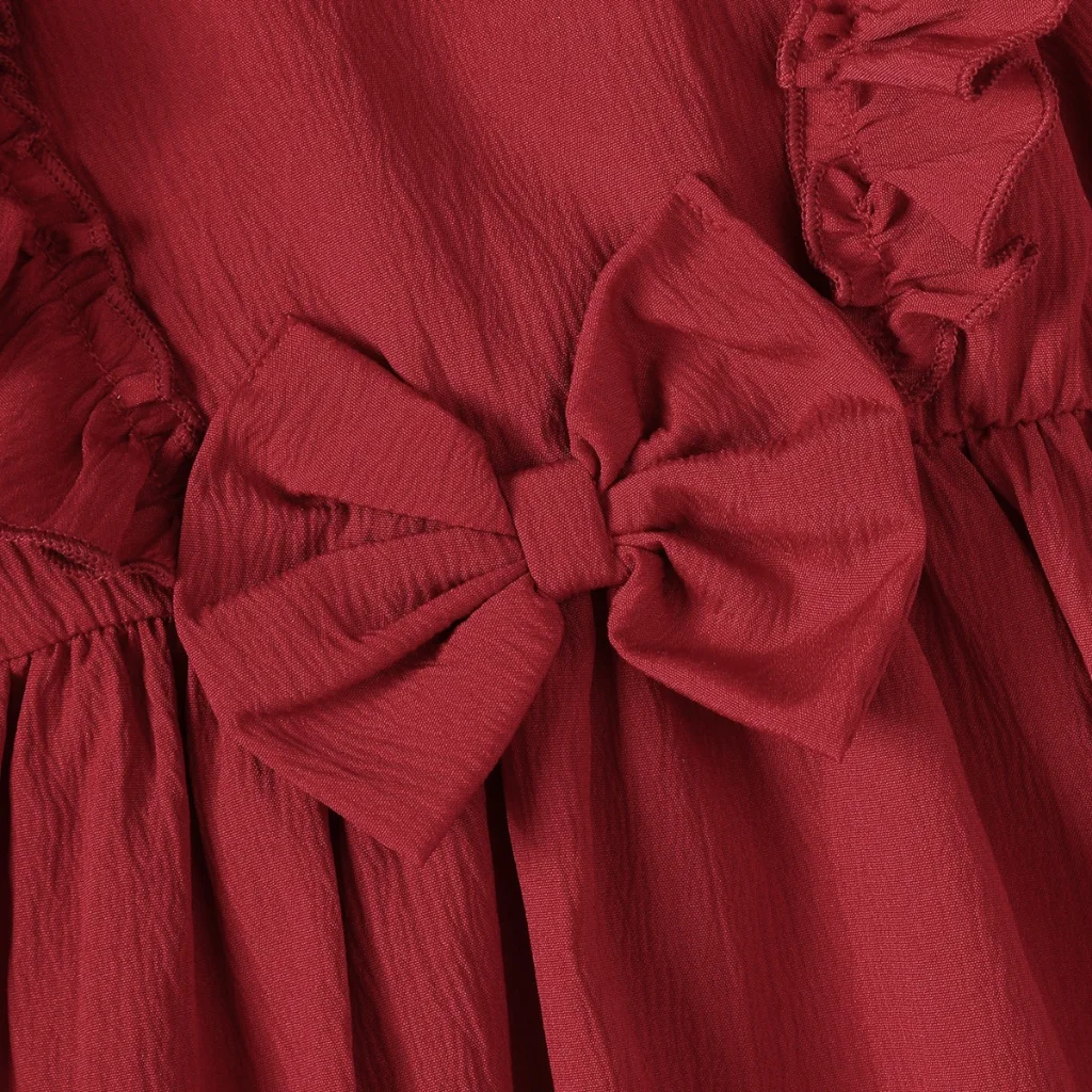 Vestido navideño de princesa de manga larga con lazo y diadema - imagen 2