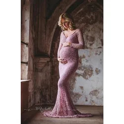 Vestido de maternidad sirena con encaje para sesión de fotos