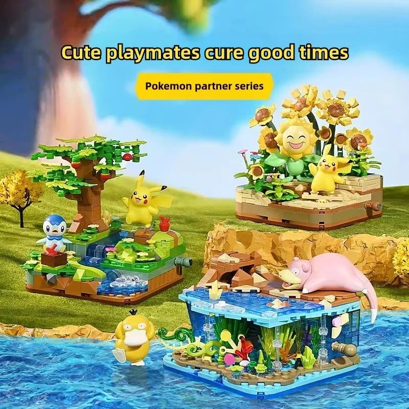 Bloques de construcción de la serie Pokémon Pikachu Psyduck Pogaman escena de dibujos animados modelo colección de ladrillos adornos juguetes para niños regalos de vacaciones - imagen 4