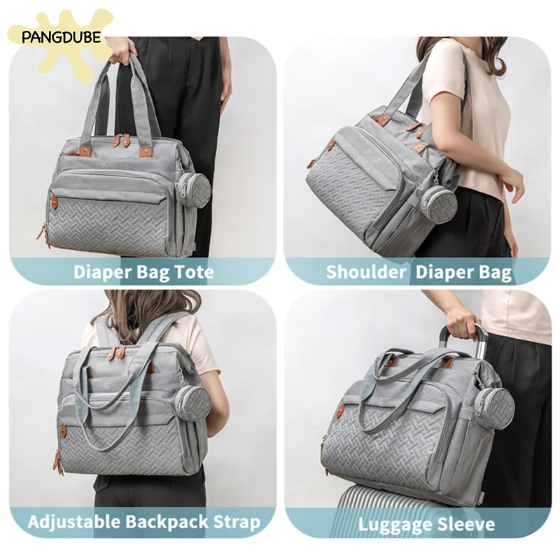 PANGDUBE Bolsas de pañales con 1 bolsa para chupete, mochila para papá y mamá, mochila de viaje para mamá, accesorios para bebé, bolsa de maternidad