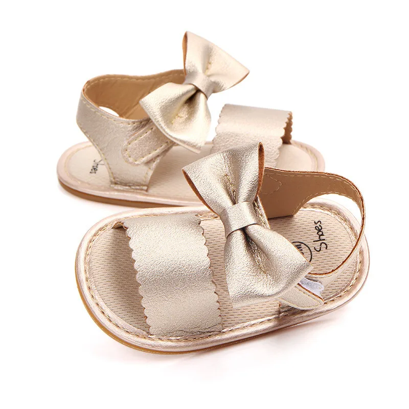 Sandalias para niñas bebés primeros caminantes con lazo – Suela blanda