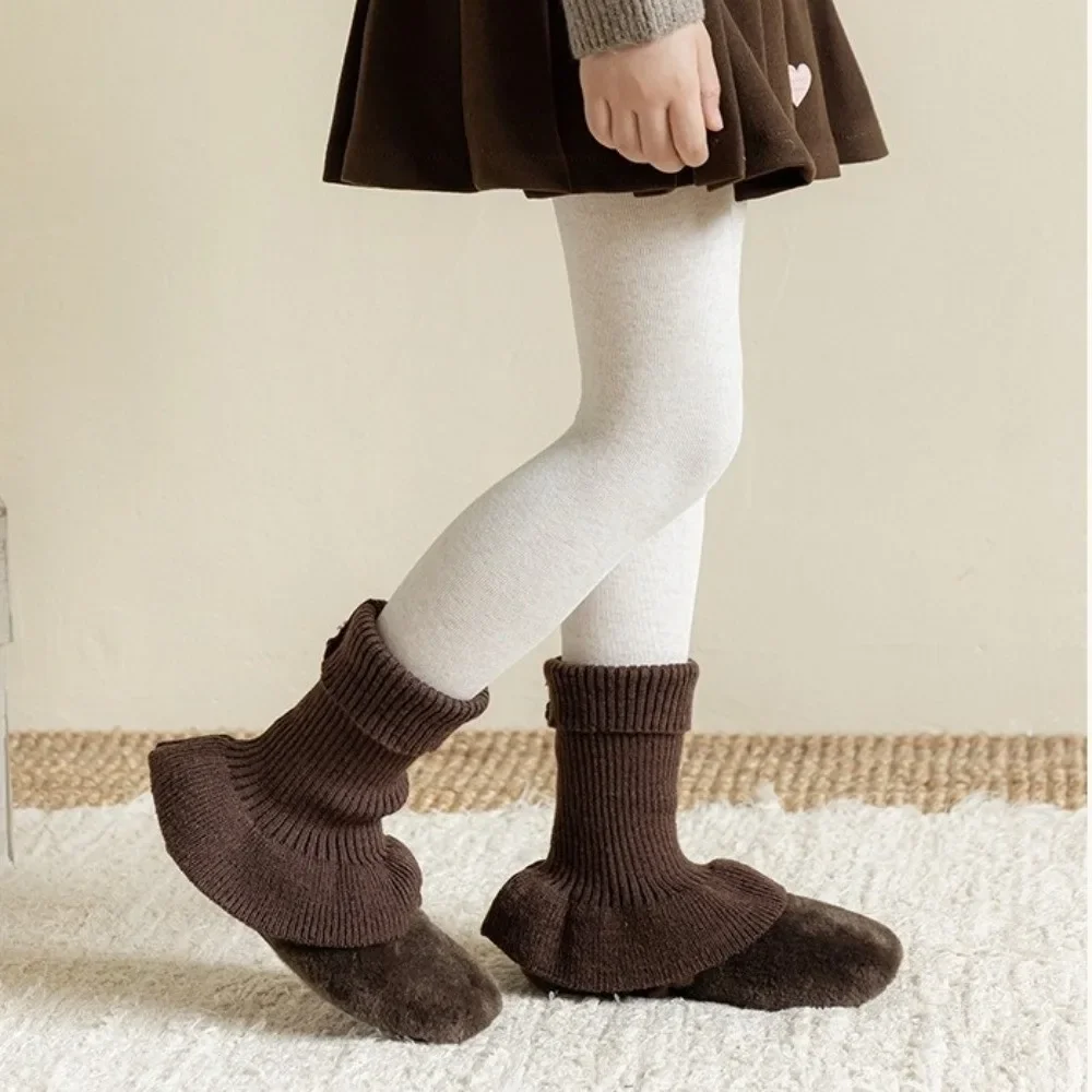 Nuevos calentadores de piernas de Color sólido, calcetines de tubo medio gruesos tejidos, calcetín de media pantorrilla con cuerno de Lolita, regalo - imagen 5