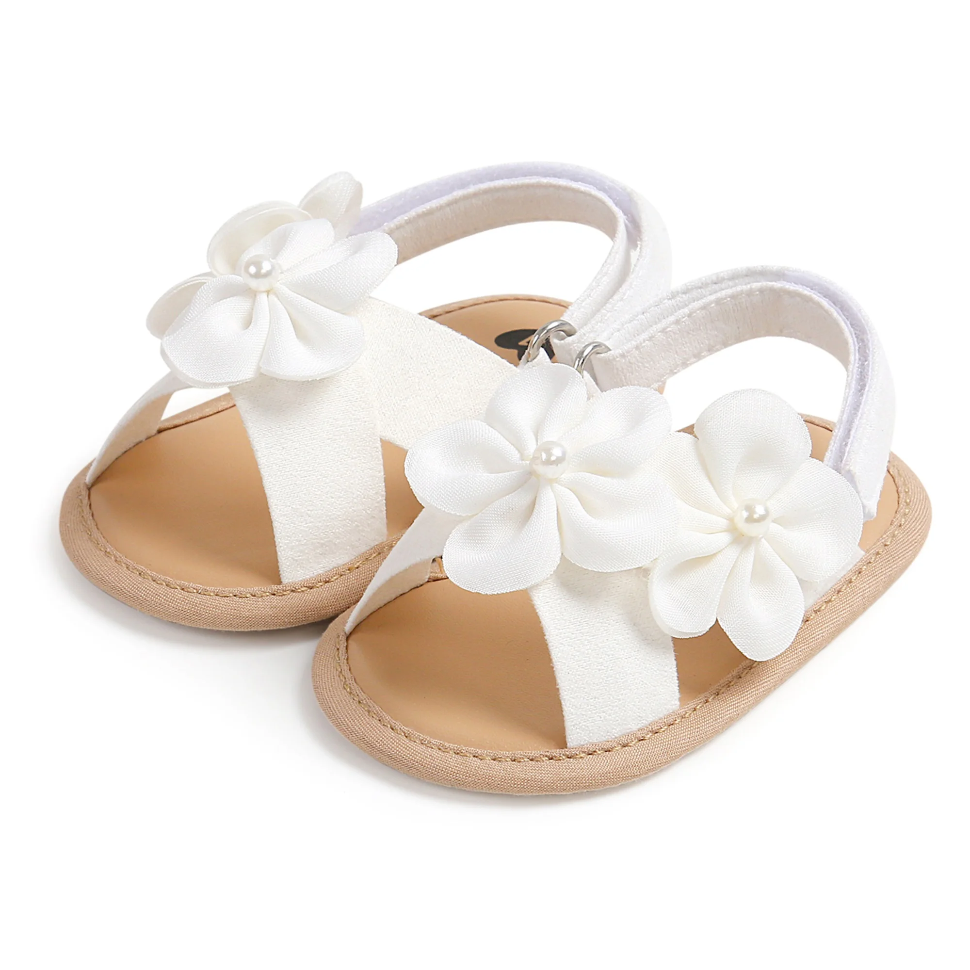 SUNSIOM Sandalias de verano para niñas de 0 a 18 meses, bonitos zapatos planos con flores grandes, suela antideslizante, zapatos para primeros pasos - imagen 5