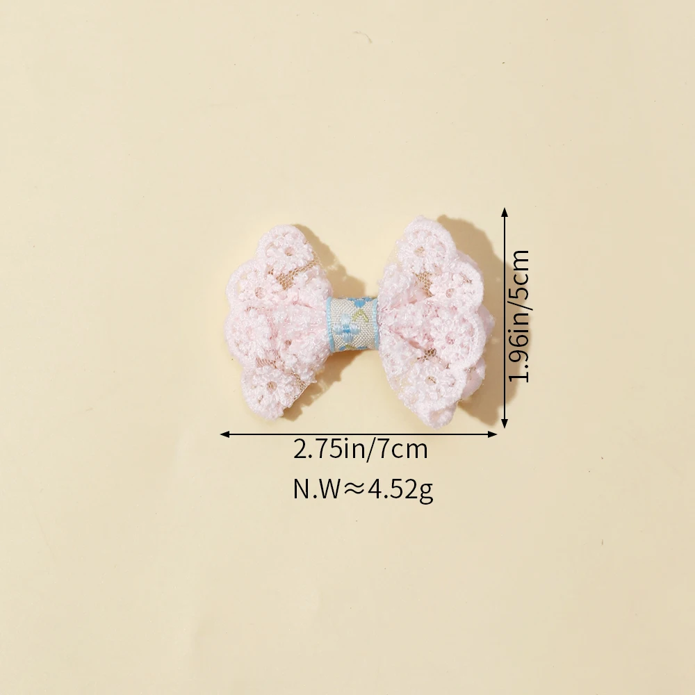 Horquillas con lazo de encaje para niña, pasadores forrados completamente hechos a mano, accesorios para el cabello para niños, estilo fresco, 2 unidades por juego - imagen 4