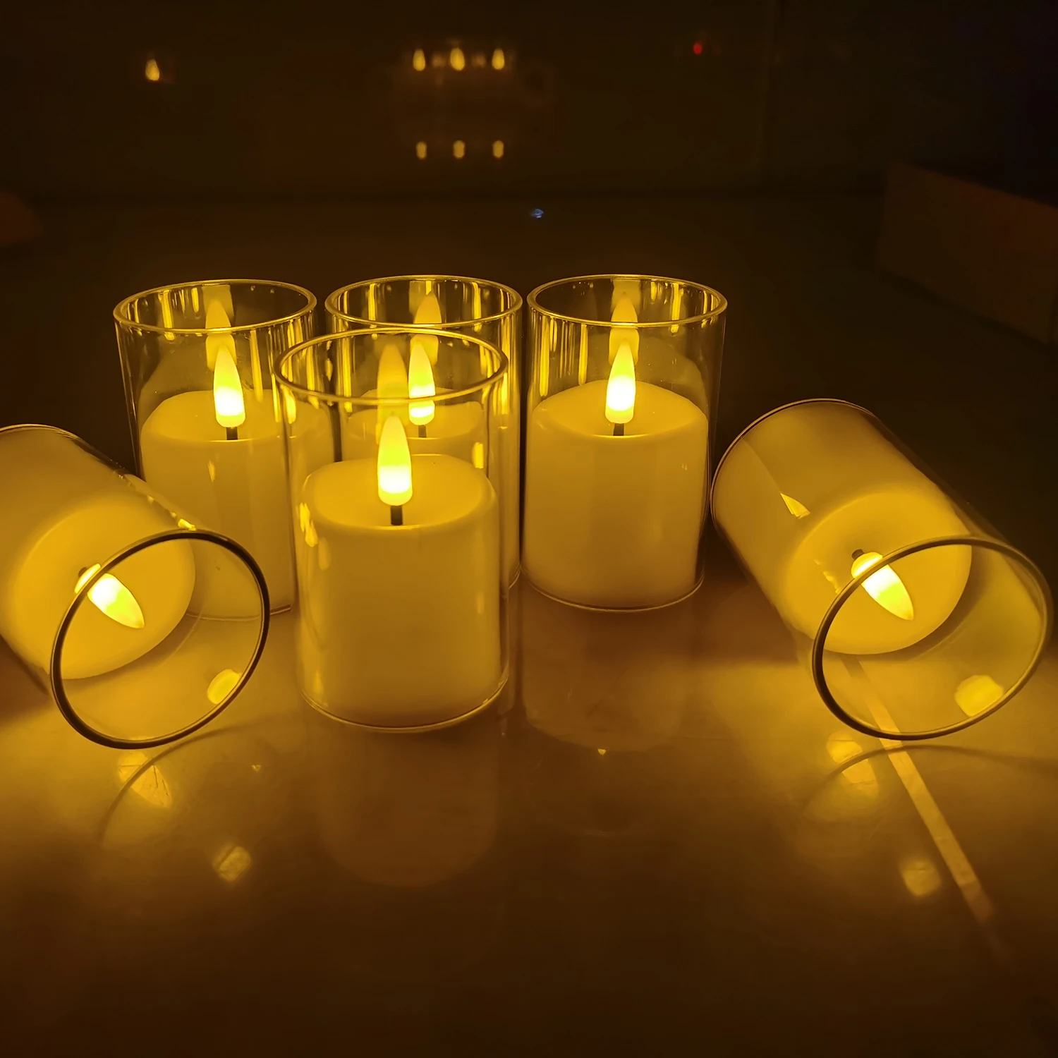 6 uds luces LED tipo vela sin llama deseos creativos lámpara de té Led blanco cálido Halloween boda decoración navideña luz de vela - imagen 4