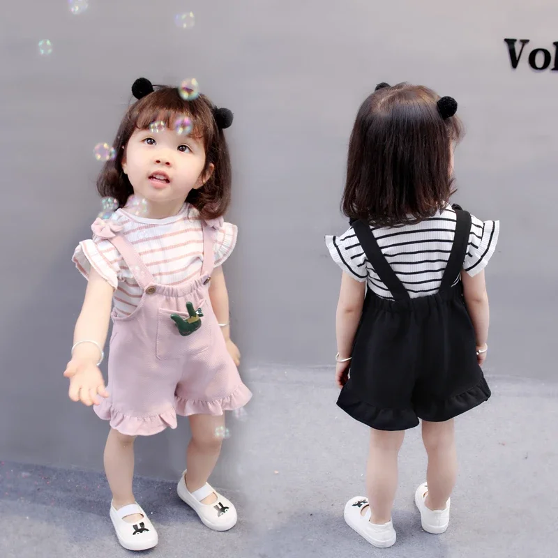 Conjunto veraniego rayado para niña – Camiseta y shorts de algodón - imagen 5