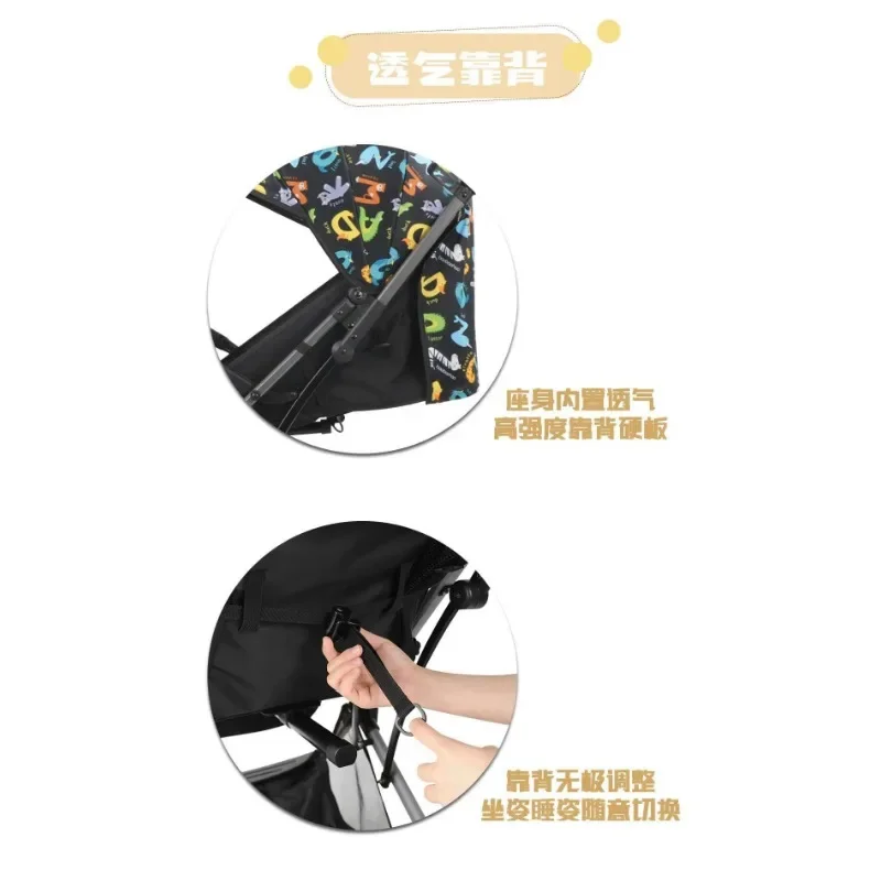 El cochecito de bebé es ligero, plegado y fácil de sentarse en el cochecito infantil ultraligero tipo tumbarse. - imagen 5