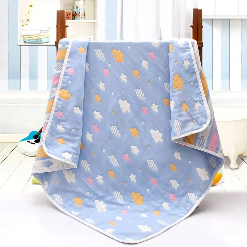 Toalla de baño de gasa de 3 capas para bebé, toalla de algodón puro de verano, manta para siesta para niños, manta fresca de verano, manta de hilo de algodón de 80-110CM - imagen 4