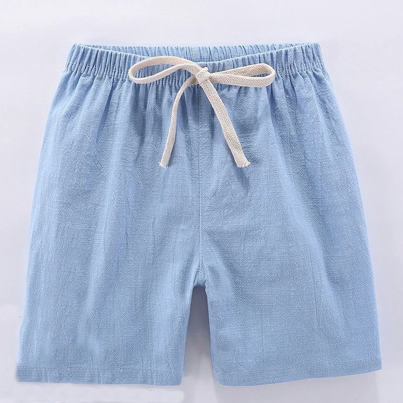 Pantalones cortos para niños de 2 a 10 años, pantalones cortos de algodón y lino para verano, finos, transpirables, con cintura elástica, pantalones cortos deportivos para la playa, pantalones sueltos para niños - imagen 4
