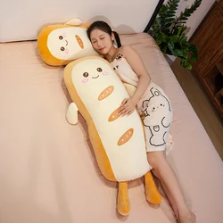 Almohada peluche tostada larga con cara sonriente para dormir