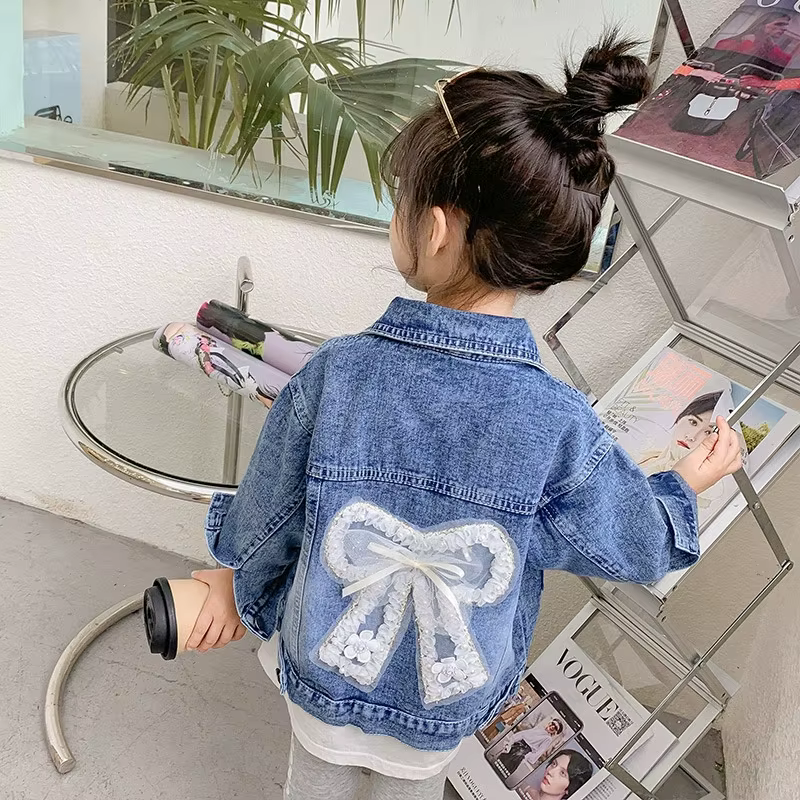 Abrigo vaquero para niños y niñas con pajarita – Primavera y otoño - imagen 5