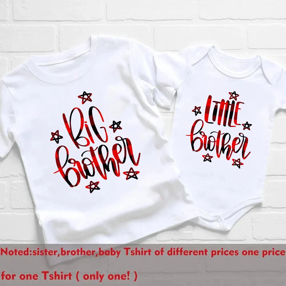 Camiseta con estampado de hermano mayor y hermana pequeña para niños, traje a juego de Navidad para hermanos y hermanos, camisetas navideñas para niños, mono para bebé - imagen 4