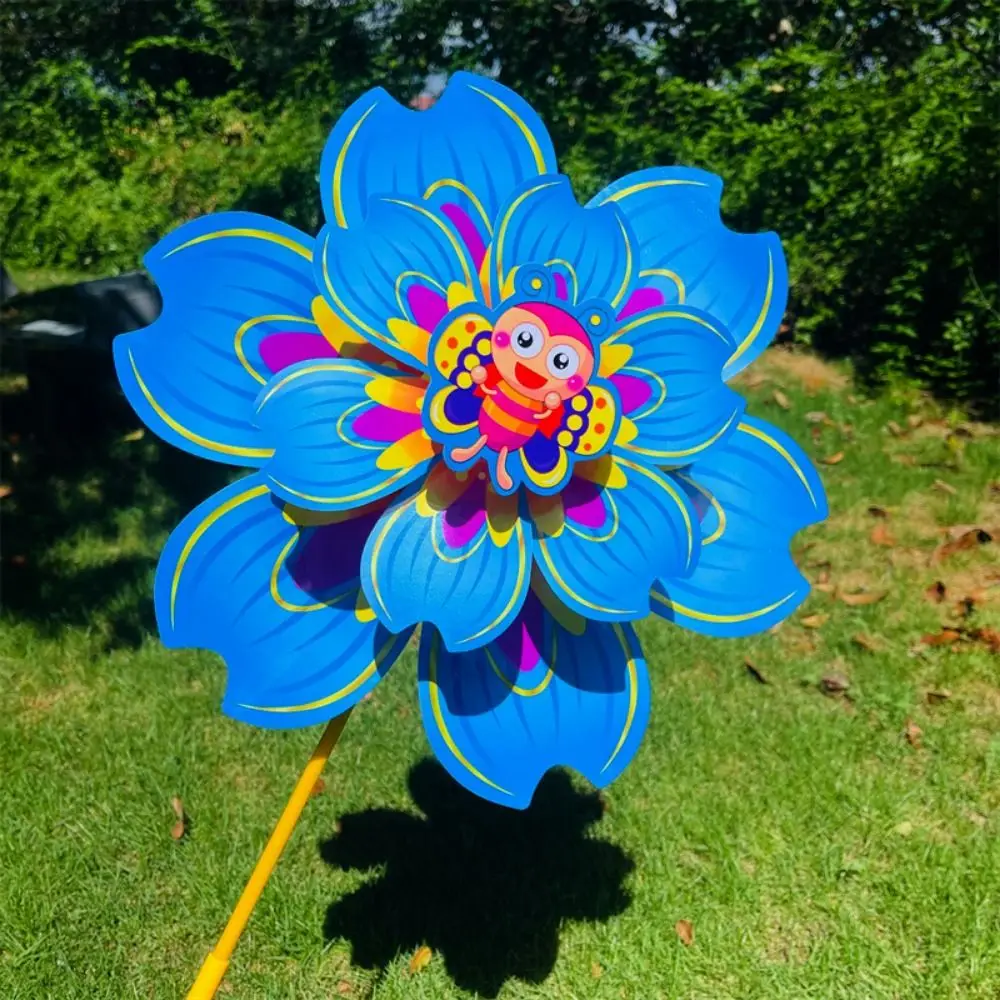 Molino de viento de pétalos de dibujos animados de abeja multiestilos, diámetro 38cm, Spinner de viento giratorio de doble capa, tocadiscos grande de PVC