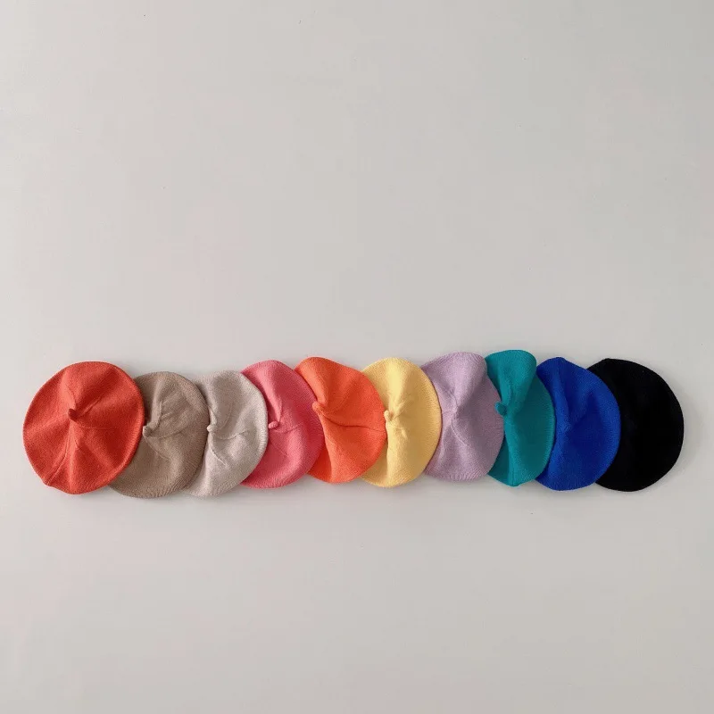 Boina tejida a la moda para bebé, sombreros multicolores para niños, accesorios de estilo para otoño e invierno, gorro de pintor Hipster para niñas y niños - imagen 5