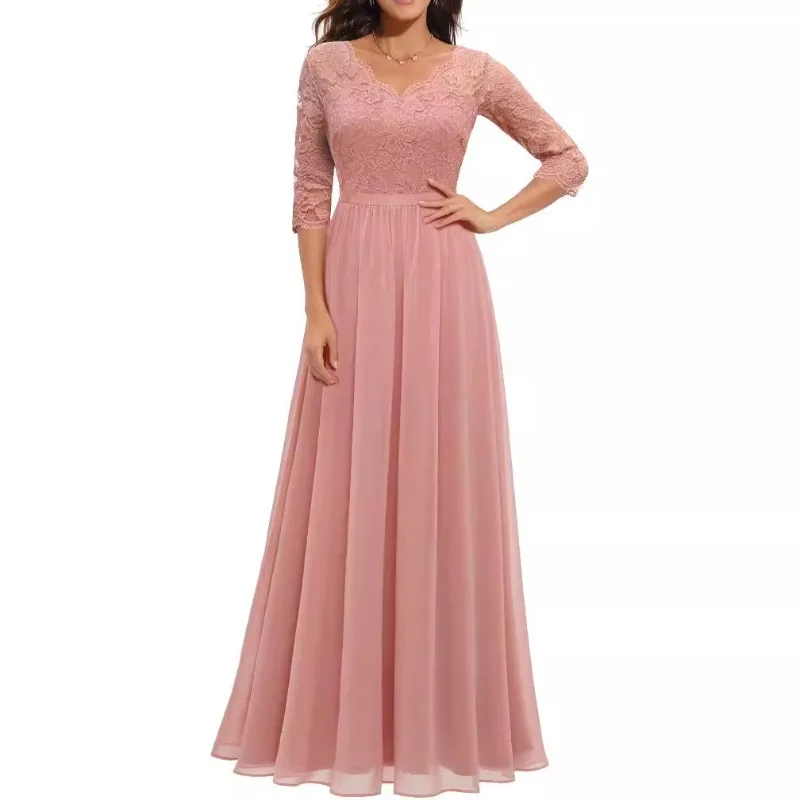 Vestido elegante con encaje y cintura larga para niña - imagen 4