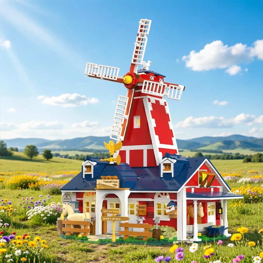 Juego educativo bloques de construcción granja molino luz USB - imagen 4
