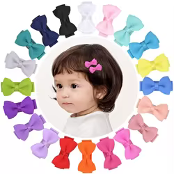 Mini lazos para el cabello de colores sólidos de 1,2 pulgadas con Clip para niñas, horquillas, lazos de seguridad cubiertos con cinta, accesorios para el cabello