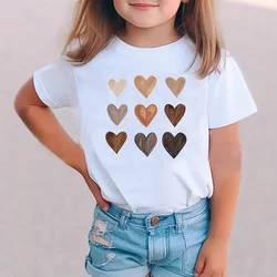 Chocolate Camiseta manga corta estampado corazones para niñas verano