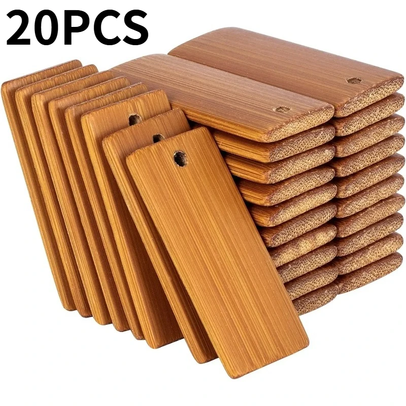 20 piezas colgante de etiquetas de madera, llavero de bambú, pieza colgante de bambú, regalo del Día de San Valentín, colgante de decoración del hogar