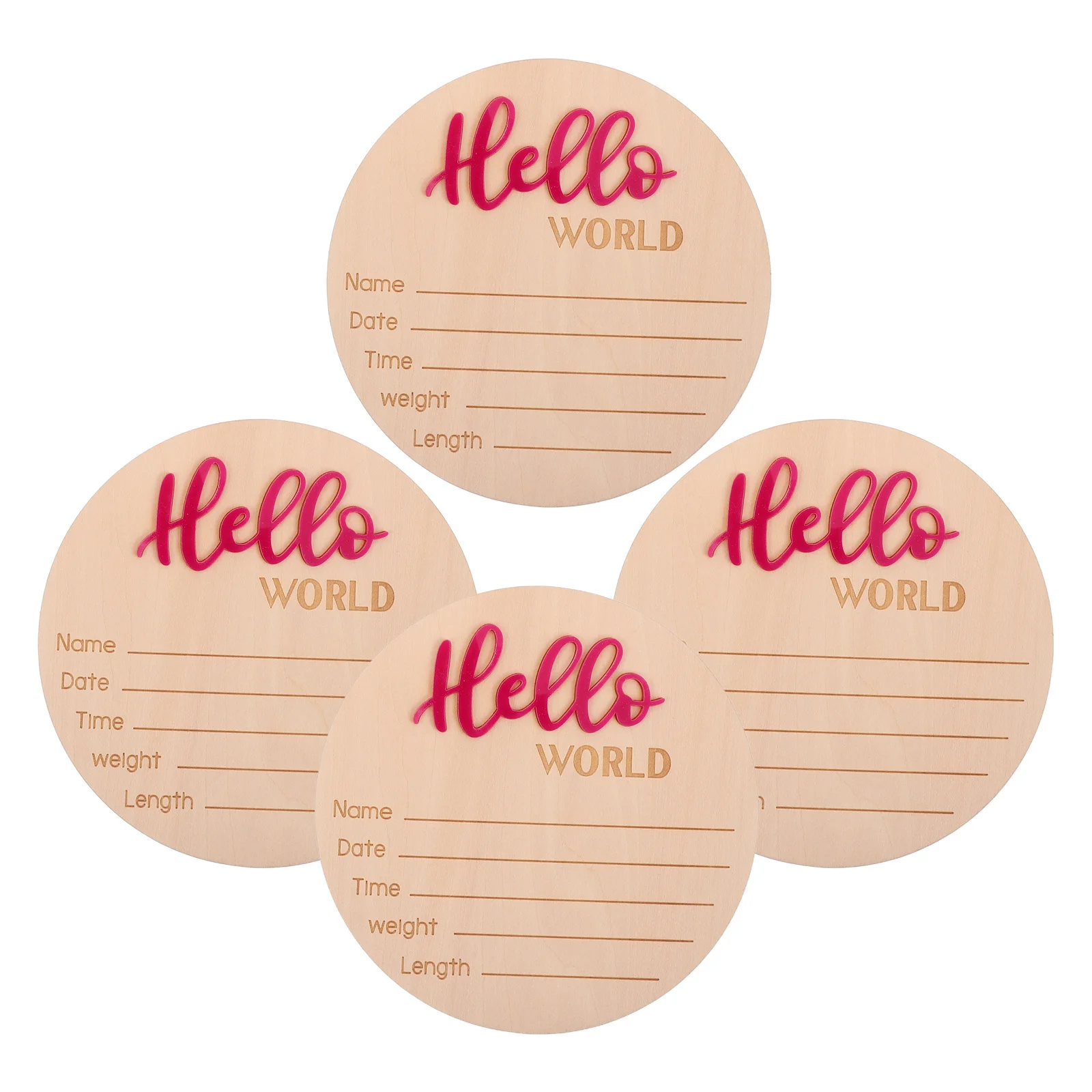 Letrero de llegada para bebé, tarjeta de anuncio para recién nacido, placa de registro de nacimiento de madera para decoración de guardería, recuerdo de bienvenida, accesorio de regalo, 4 Uds. - imagen 3