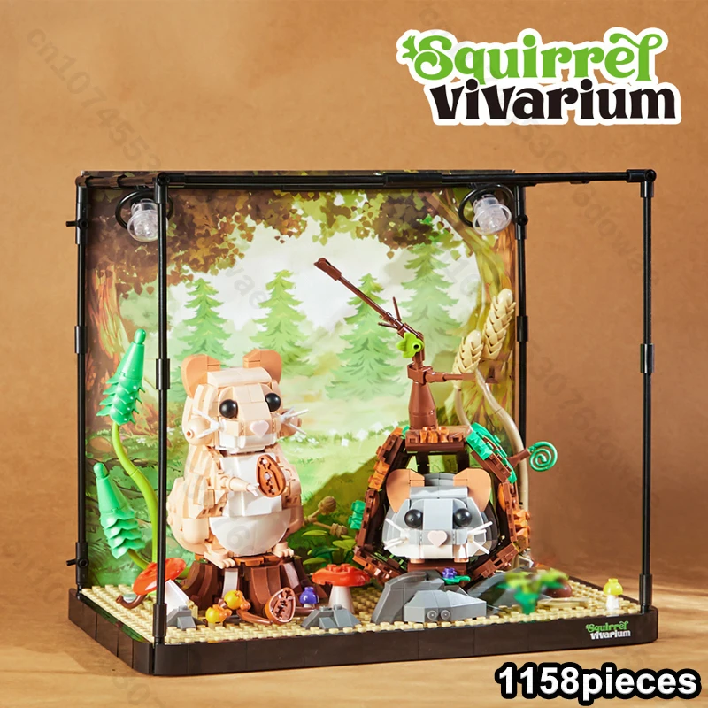 1158 piezas de tanque ecológico de hámster, modelo Animal, bloques de construcción de ladrillo para niño, juguete de construcción de montaje DIY para niños, juego de Navidad