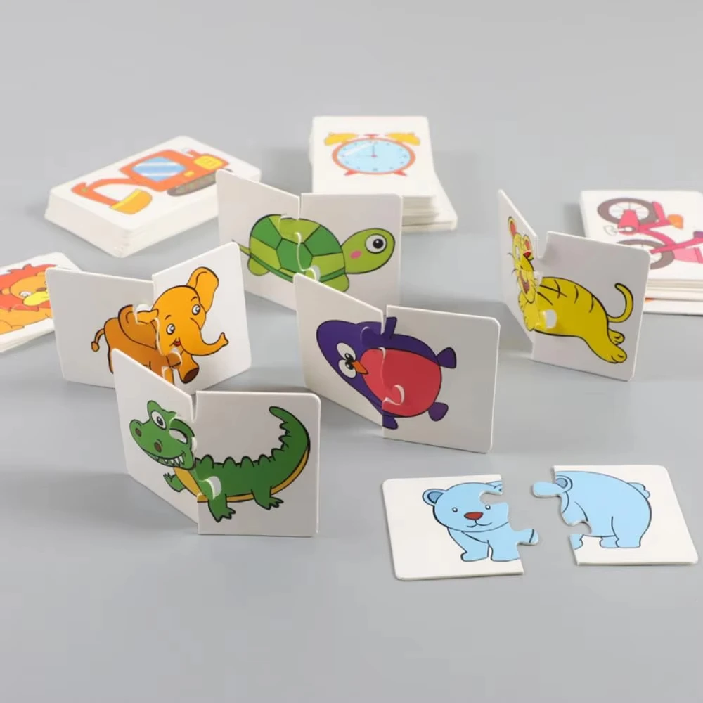 Juego de cartas de animales, rompecabezas para niños, juguetes cognitivos con patrón de dibujos animados, tarjetas de memoria de tráfico de frutas, juguete educativo para edades tempranas - imagen 5