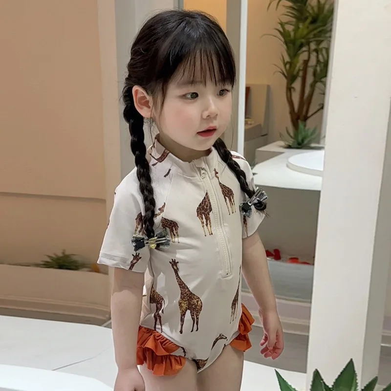 Nuevo protector contra sarpullidos de una pieza con animales lindos de verano para niñas. Secado rápido, UV - Mangas largas protectoras. Ropa de playa perfecta para niños pequeños. - imagen 2