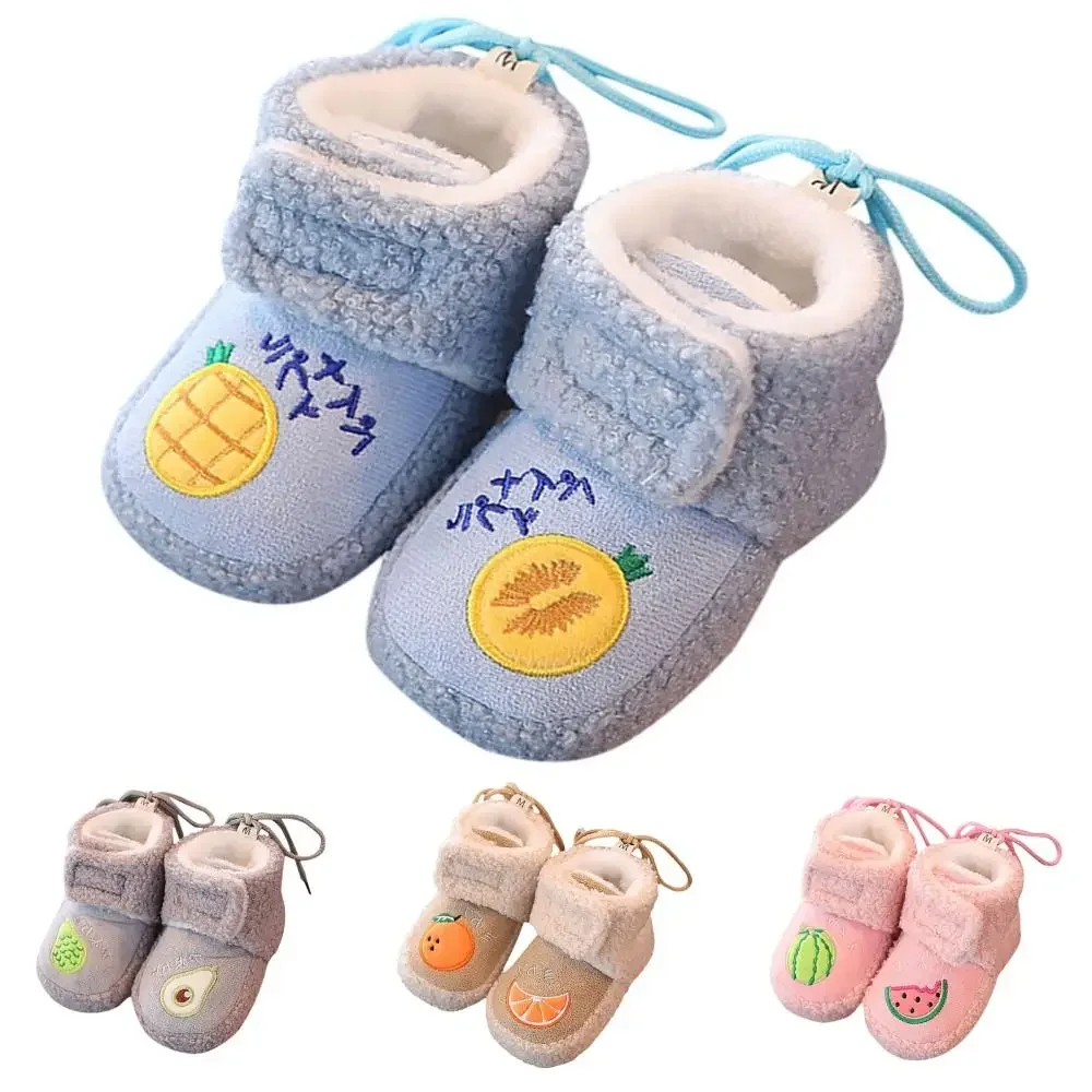 Botas de nieve de lana resistentes al desgaste para niños pequeños, zapatos cálidos de algodón con suela suave, calzado antideslizante anticaída para bebé, invierno - imagen 3